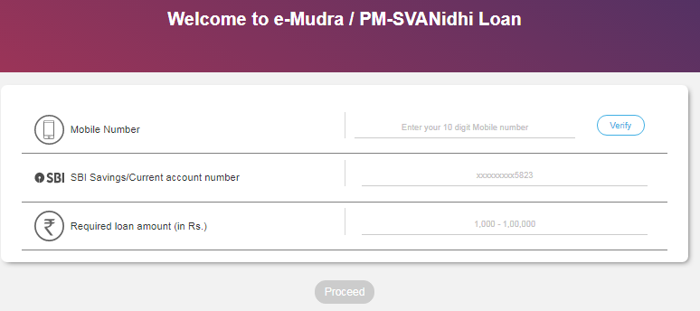 SBI E-Mudra Loan Details