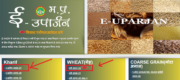 Home page of E-Uparjan Portal 2021